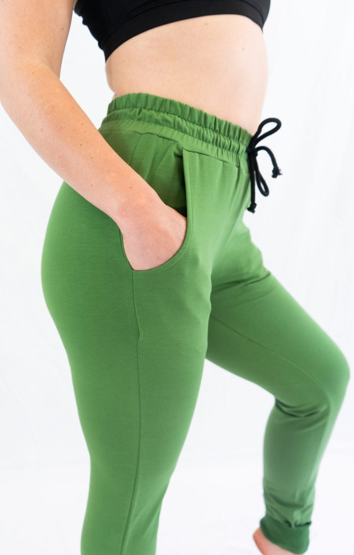 Women's Running Pants with Drawstring Yogibees Green Bandit Bee